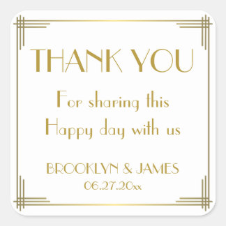 Great Gatsby Gold Art Deco Wedding Stickers