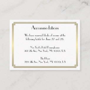 Great Gatsby Gold Wedding Accommodation Cards