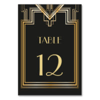 Great Gatsby inspired Table Number card
