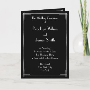 Great Gatsby Silver Foil Art Deco Wedding Programs Programme