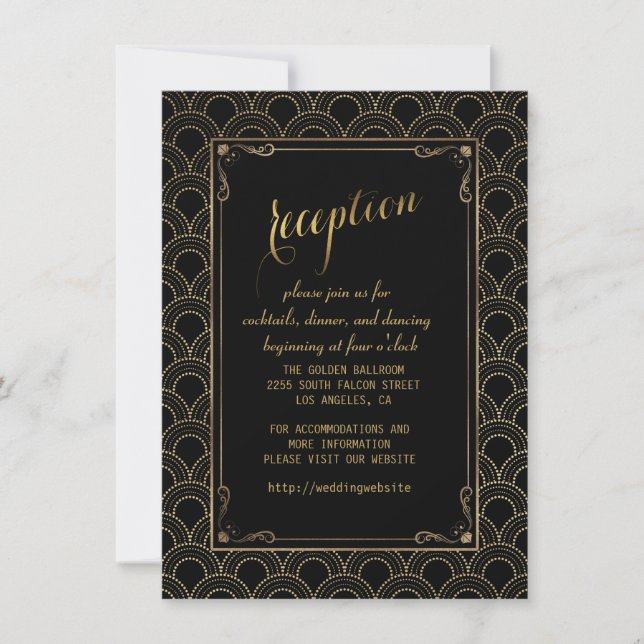 Great Gatsby Vintage 1920s Art Deco Reception Invitation (Front)
