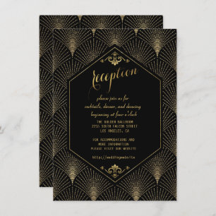 Great Gatsby Vintage Art Deco Wedding Reception Invitation