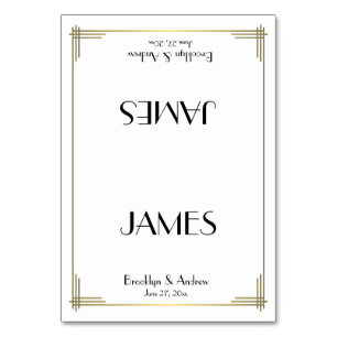 Great Gatsby White Art Deco Wedding Place Cards