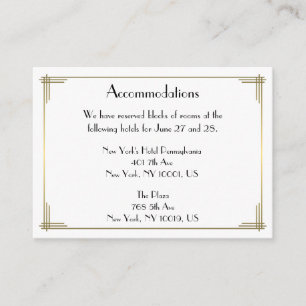 Great Gatsby White Wedding Accommodation Cards