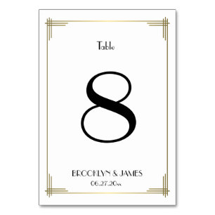 Great Gatsby White Wedding Table Numbers 8
