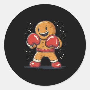 Great Gingerbread Man With Boxing Gloves Outfit Classic Round Sticker