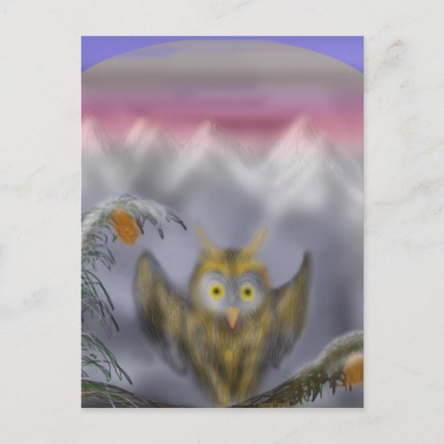 Great golden owl postcard (Front)