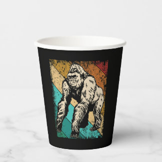 Great Gorilla Retro Silhouette Great Apes Paper Cups