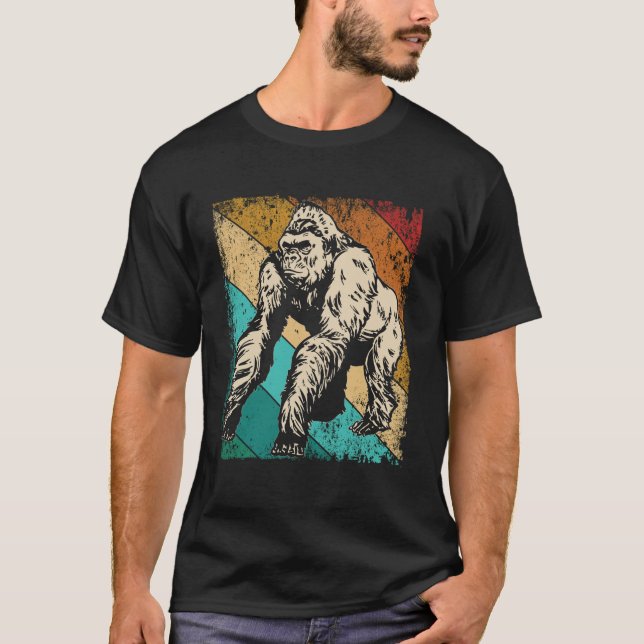 Great Gorilla Retro Silhouette Great Apes T-Shirt (Front)