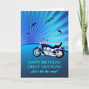Great Grandad Birthday Motorbike Sunset Card