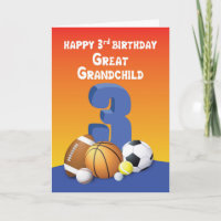 Great Grandchild, Boy 3rd Birthday Sports Balls
