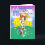 Great Granddaughter 10th Birthday Card with little<br><div class="desc">Great Granddaughter 10th Birthday Card with little girl on bike</div>