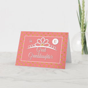 Great Granddaughter 10th Birthday w/ Crown & Dots Card