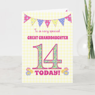 Great Granddaughter 14th Birthday Primroses Card