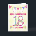 Great Granddaughter 18th Birthday Primrose Card<br><div class="desc">A pretty 18th Birthday card for your great granddaughter, with polka dot bunting, primrose flowers and numbers filled with a primrose pattern, all on a pale yellow check gingham background. The front cover message is, 'To a very special GREAT GRANDDAUGHTER 18 TODAY!' The inside message is just a suggestion and...</div>