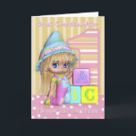 Great Granddaughter 1st Birthday Card<br><div class="desc">Great Granddaughter 1st Birthday Card With Cute Little Girl And Blocks</div>
