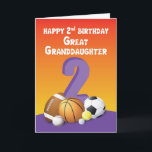 Great Granddaughter 2nd Birthday Sports Balls Card<br><div class="desc">At a very young age you have seen your great granddaughter enjoy watching and playing with things related to sports. So why not give her this sports related card to greet her on her 2nd birthday?</div>