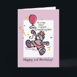Great Granddaughter 3rd Birthday Bear Balloon Card<br><div class="desc">A great card for a Great Granddaughter with sweet words and colourful confetti. Wish her the best on her 3rd Birthday with this beautiful teddy bear holding a balloon. This sweet design is perfect for such a happy occasion.</div>