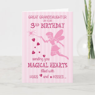 Great Granddaughter 3rd Birthday Magical Fairy Pin Card
