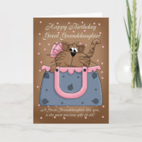 Great Granddaughter Birthday Card - Cute Cat Purse