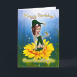 Great Granddaughter, Birthday Card - Fantasy Cute<br><div class="desc">Great Granddaughter,  Birthday Card - Fantasy Cute Elf On Sunflower</div>
