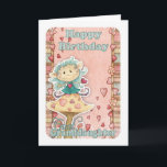 great granddaughter birthday card with cute little<br><div class="desc">great granddaughter birthday card with cute little elf on mushroom</div>