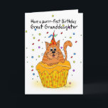 great granddaughter birthday card with ginger cat<br><div class="desc">great granddaughter birthday card with ginger cupcake cat</div>