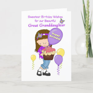 Great Granddaughter Birthday with Balloons Girl Thank You Card