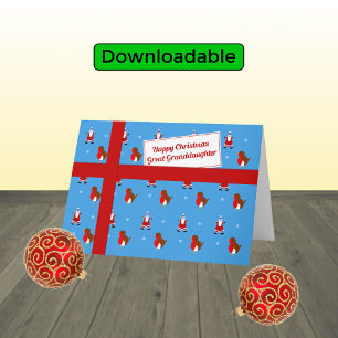 Great Granddaughter blue Christmas parcel Holiday Card