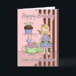 Great Granddaughter Cute Birthday Card - Cupcakes<br><div class="desc">Great Granddaughter Cute Birthday Card - Cupcakes And Tea</div>