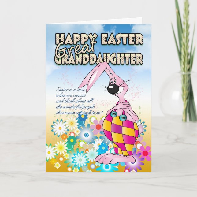 Great Granddaughter Easter Card - Easter Bunny Flo (Front)