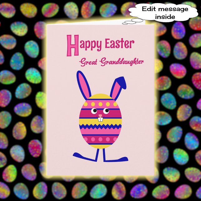 Great granddaughter Easter egg bunny pink Holiday Card (Creator Uploaded)