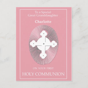 Great Granddaughter First Holy Communion Custom Postcard