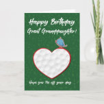 Great Granddaughter Golf Sports Heart Birthday Card<br><div class="desc">Score an eagle greeting with this beautiful golf inspired card with a bird on a golf ball textured heart on a green background. Your great granddaughter who loves golf will love this one.</div>