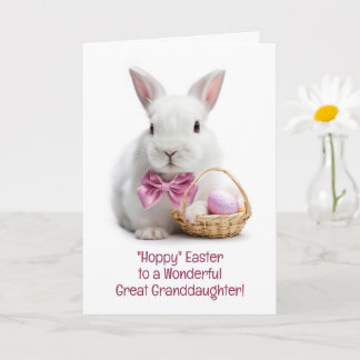 Great Granddaughter Happy Easter Cute White Bunny Card
