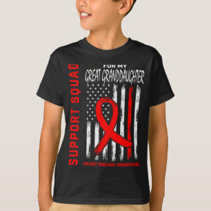 Great Granddaughter Heart Disease Awareness Flag B T-Shirt