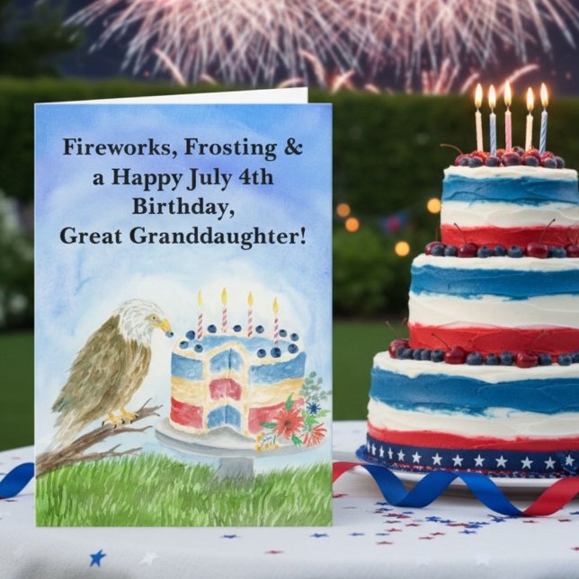 Great Granddaughter July 4th Birthday Bald Eagle Card (Creator Uploaded)