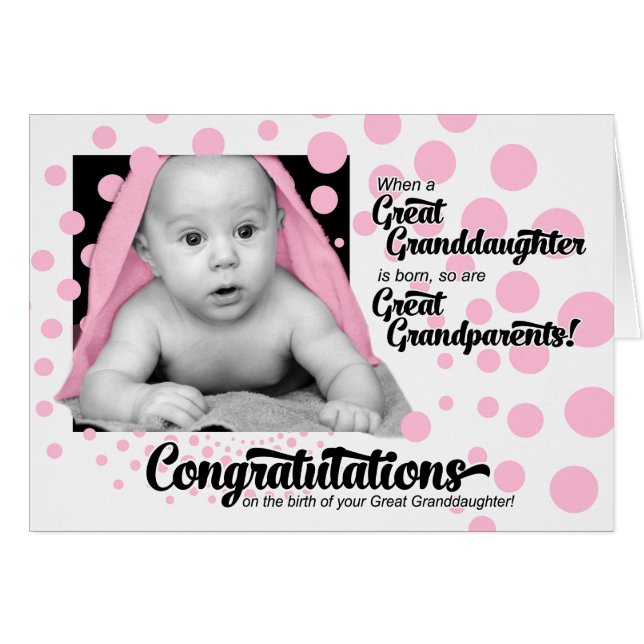 Great Granddaughter Pink Polka Dots Grandparents (Front Horizontal)