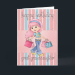 Great Granddaughter Shopping Birthday Card - Cute<br><div class="desc">Great Granddaughter Shopping Birthday Card - Cute Female With Shopping Bags</div>