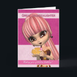 Great Granddaughter Trendy Birthday Girl Greeting Card<br><div class="desc">Cute birthday card with birthday girl,  makeup and compact,  trendy clothing and hair colours</div>