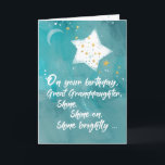 Great Granddaughter Tween or Teen Birthday Night Card<br><div class="desc">Like a star in the night sky. Encourage your great granddaughter to shine brightly as she celebrates her birthday today. Make this day more special with this beautiful birthday card.</div>