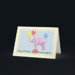 Great Granddaughter's Birthday Card, Pink Elephant Card<br><div class="desc">This pink elephant with colourful balloons is a festive way to send a birthday greeting.</div>