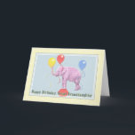 Great Granddaughter's Birthday Card, Pink Elephant Card<br><div class="desc">This pink elephant with colourful balloons is a festive way to send a birthday greeting.</div>