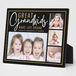 Great Grandkids Make Life Grand 4 Photo Black    Plaque