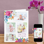 Great Grandma 4 Photo Colourful Flowers Birthday Card<br><div class="desc">Create your own photo birthday card with four of your favourite pictures for your great grandma. The photo template is set up for you to add your photos, which are displayed in landscape and square instagram format. This vibrant design features bold watercolor flowers in shades of pink purple orange and...</div>