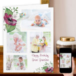 Great Grandma 4 Photo Magenta Anemone Birthday Card<br><div class="desc">Create your own photo birthday card with four of your favourite pictures for your great grandma. The photo template is set up for you to add your photos, which are displayed in landscape and square instagram format. This watercolor floral design features magenta anemones, white flowers and green foliage. The wording...</div>