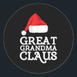 Great Grandma Claus Christmas Santa's Hat Pajama F Classic Round Sticker<br><div class="desc">Great Grandma Claus Christmas Santa's Hat Pajama Family Xmas</div>