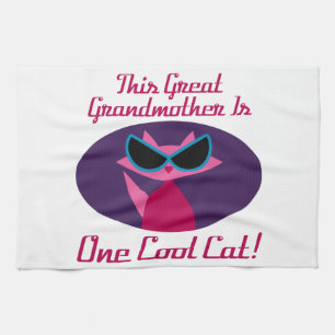 Great Grandma Cool Cat Tea Towel