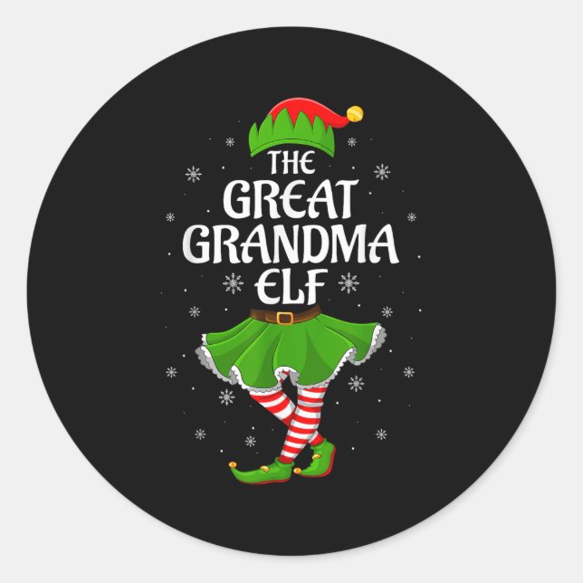 Great Grandma Elf Christmas Family Girls Women Elf Classic Round Sticker (Front)