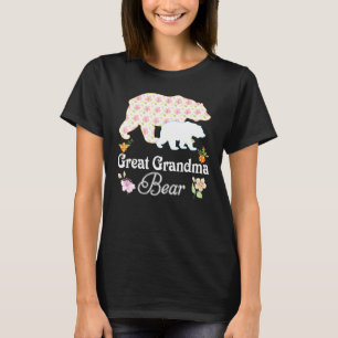 Great Grandma Floral Flower Bear Cute Family Mummy T-Shirt